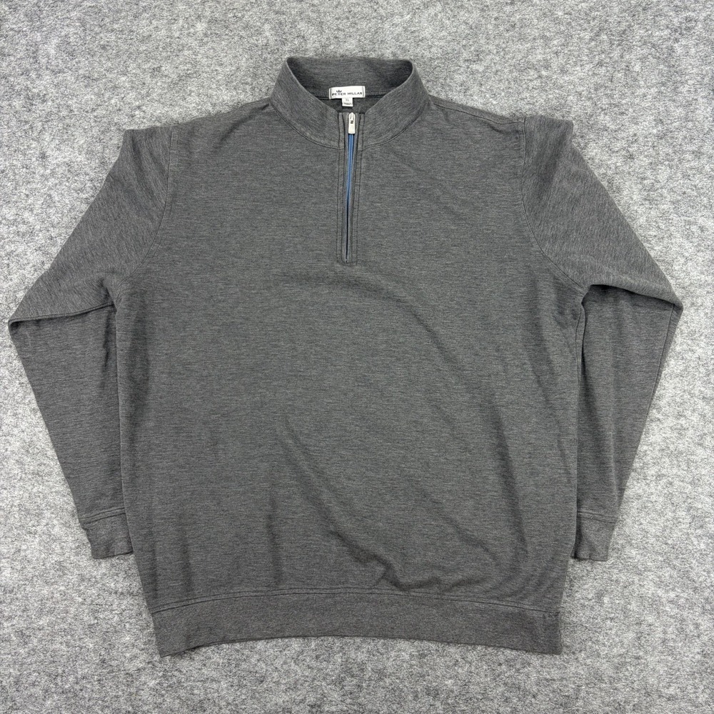 Peter Millar Sweater Mens XL Gray Golf Crown Comfort Interlock 1/4 Zip